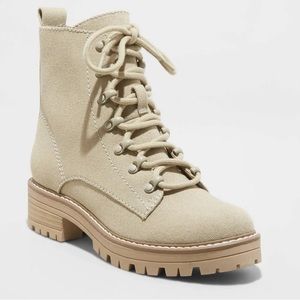 Cream Combat Boots